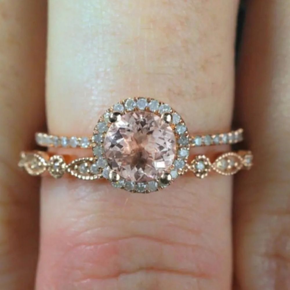 Ladies Lab Created Diamond Elegant Bridal Set Sz 6